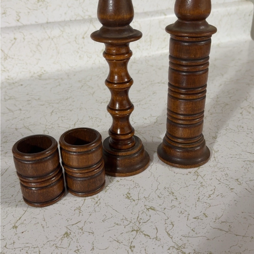 Wooden Candle Holders with built in napkin rings